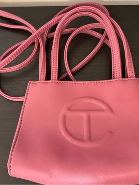 Telfar Pink Mini Crossbody Bag with Embossed Logo